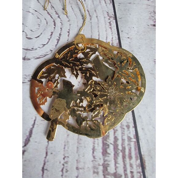 1990 Hallmark Keepsake Ornament Holiday Cardinals Brass - Picture 3 of 5